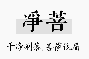 净菩名字的寓意及含义