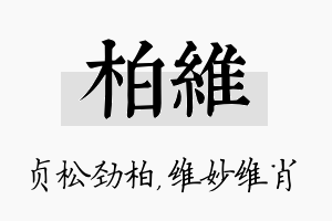 柏维名字的寓意及含义