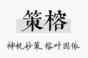 策榕名字的寓意及含义