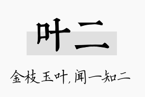 叶二名字的寓意及含义