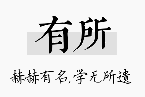 有所名字的寓意及含义