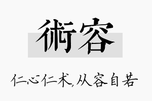 术容名字的寓意及含义