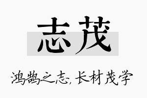 志茂名字的寓意及含义