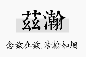 兹瀚名字的寓意及含义