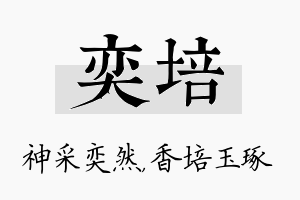 奕培名字的寓意及含义