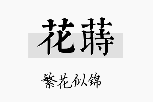 花莳名字的寓意及含义