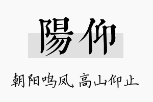 阳仰名字的寓意及含义