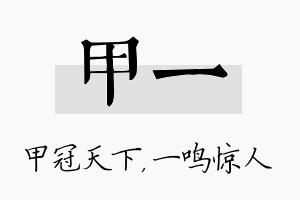 甲一名字的寓意及含义