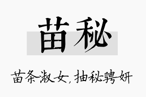 苗秘名字的寓意及含义