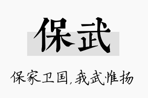 保武名字的寓意及含义