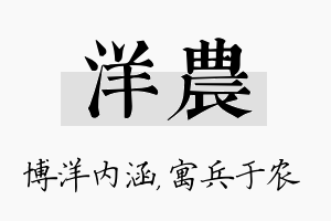 洋农名字的寓意及含义