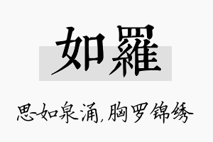 如罗名字的寓意及含义