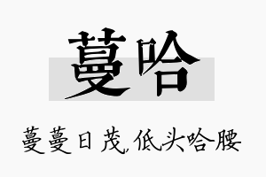 蔓哈名字的寓意及含义