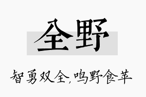 全野名字的寓意及含义