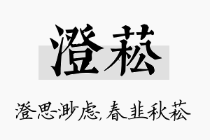 澄菘名字的寓意及含义