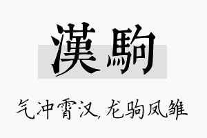 汉驹名字的寓意及含义