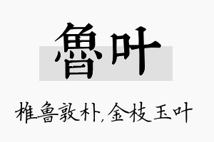 鲁叶名字的寓意及含义