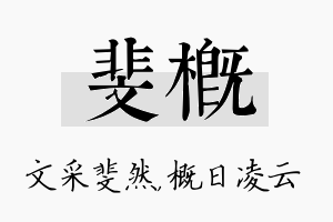 斐概名字的寓意及含义