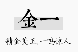 金一名字的寓意及含义