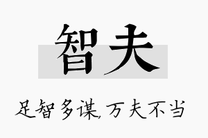 智夫名字的寓意及含义