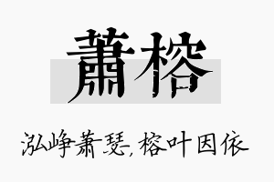 萧榕名字的寓意及含义