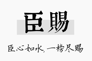 臣赐名字的寓意及含义