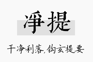 净提名字的寓意及含义