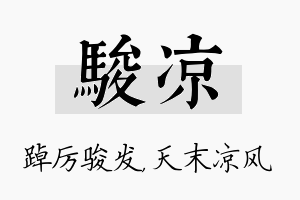 骏凉名字的寓意及含义