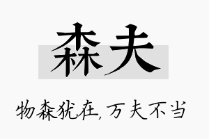 森夫名字的寓意及含义