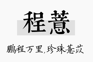 程薏名字的寓意及含义