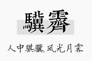 骥霁名字的寓意及含义