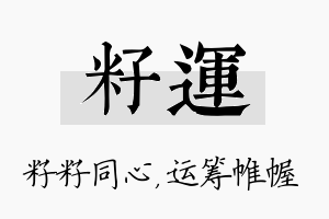 籽运名字的寓意及含义