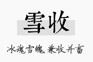 雪收名字的寓意及含义