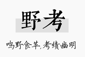 野考名字的寓意及含义