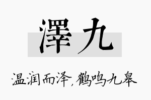 泽九名字的寓意及含义