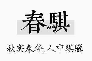 春骐名字的寓意及含义