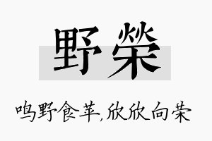 野荣名字的寓意及含义