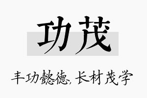 功茂名字的寓意及含义