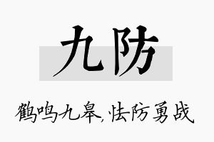 九防名字的寓意及含义