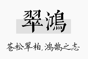 翠鸿名字的寓意及含义