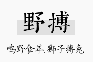 野搏名字的寓意及含义