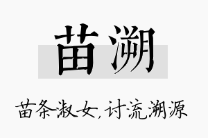 苗溯名字的寓意及含义