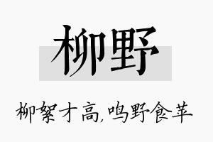 柳野名字的寓意及含义