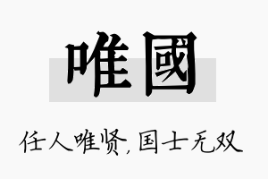 唯国名字的寓意及含义