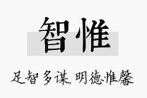 智惟名字的寓意及含义