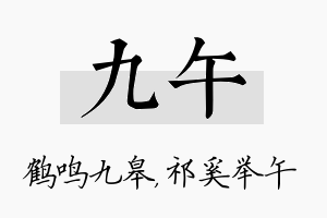 九午名字的寓意及含义