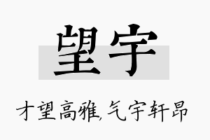 望宇名字的寓意及含义